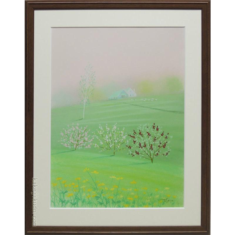 今成敏夫 パステル画 やさしい陽ざしの中 【複製】【パステル画