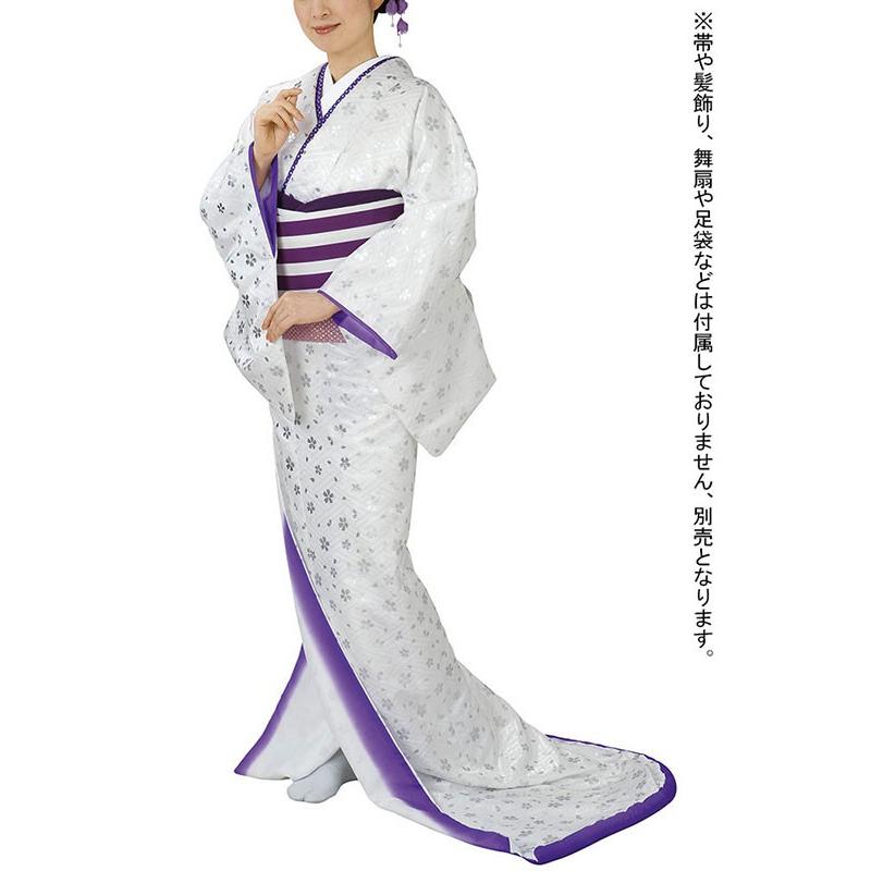 お 引きずり 着物 紗綾型 白 桜吹雪 裾引き お引き摺り きもの お