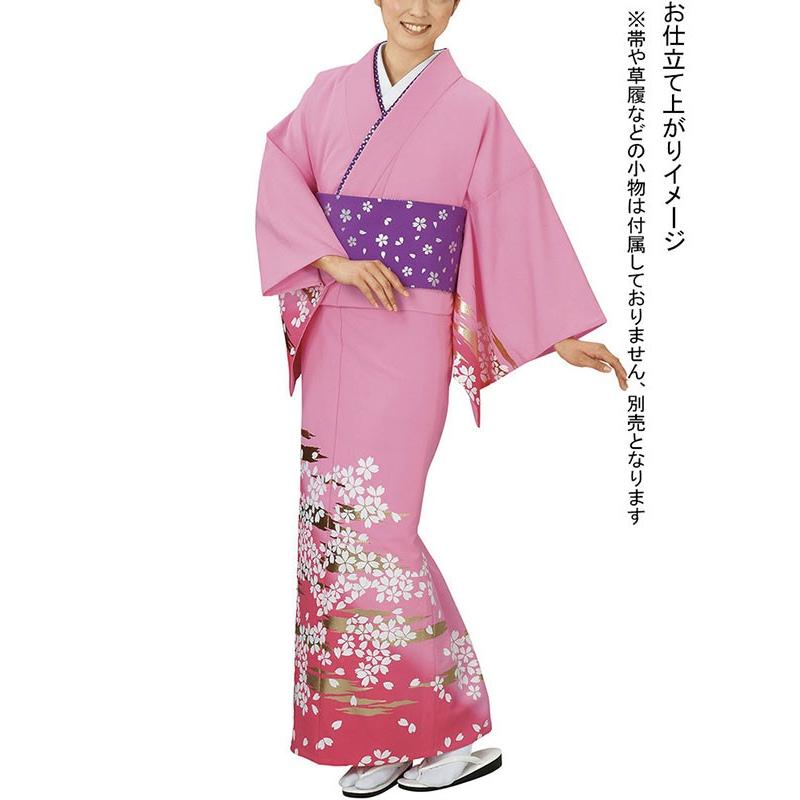 訪問着 着物 反物 女性 男性 踊り 絵羽 ピンク 桜 霞 洗える着物
