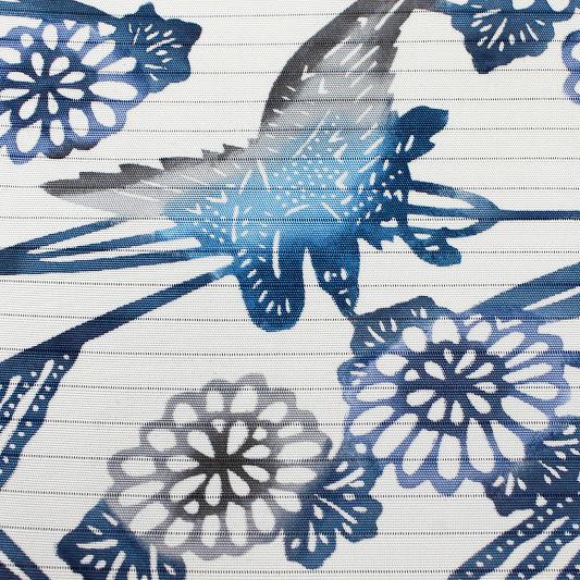 名古屋帯 カジュアル 正絹 江戸紅型 絽 白 鳥 菊 花柄 紅型染 塩瀬