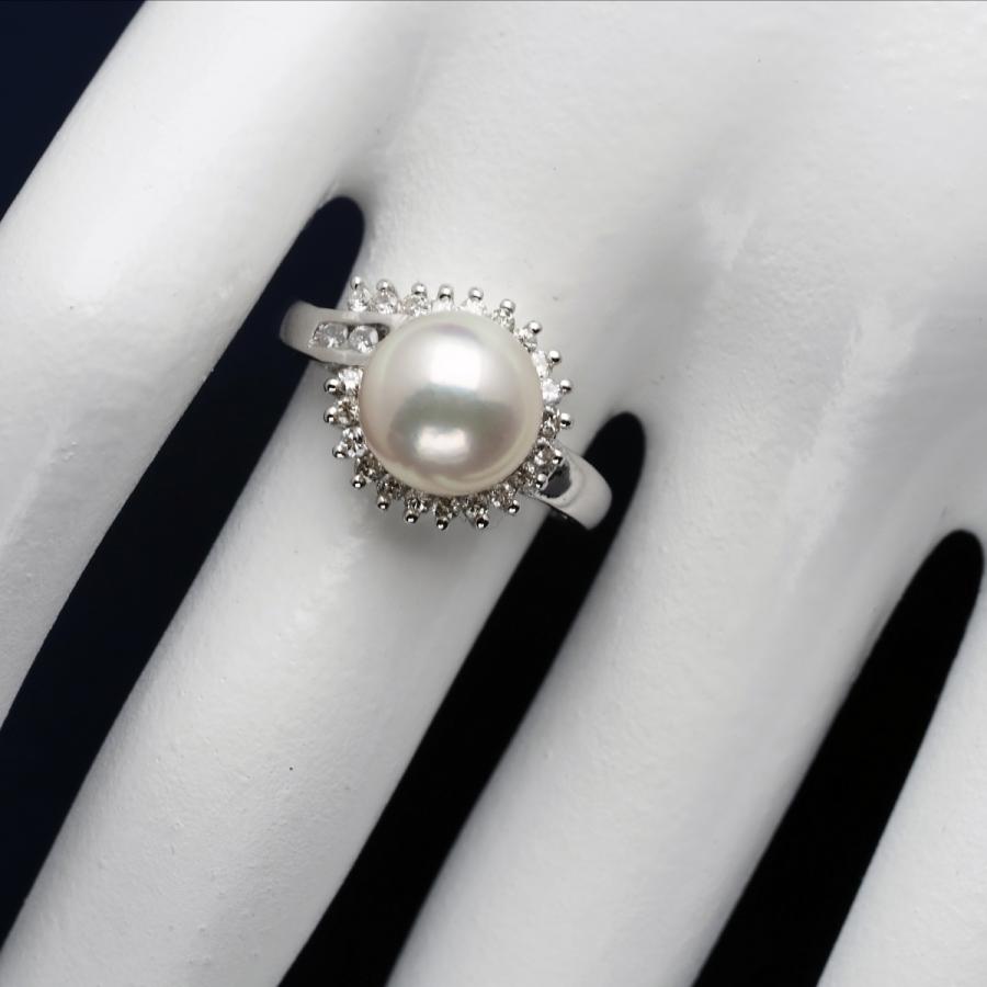 プラチナ900 アコヤ本真珠 リング 9-9.5mm 13号 サイズ直し可 あこや