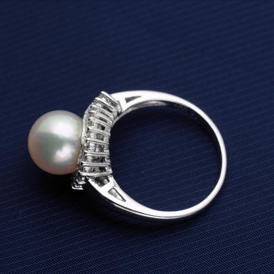 プラチナ900 アコヤ本真珠 リング 9-9.5mm 13号 サイズ直し可 あこや