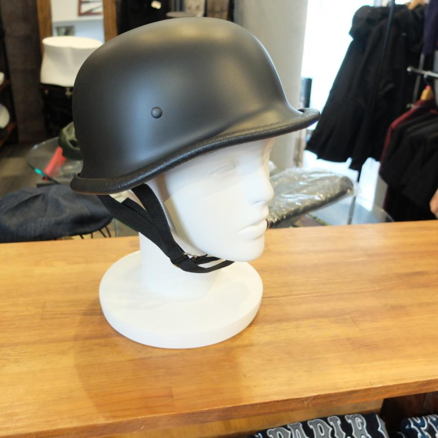 ジャーマンタイプ ハーフヘルメット 装飾用 マットブラック : 黒革