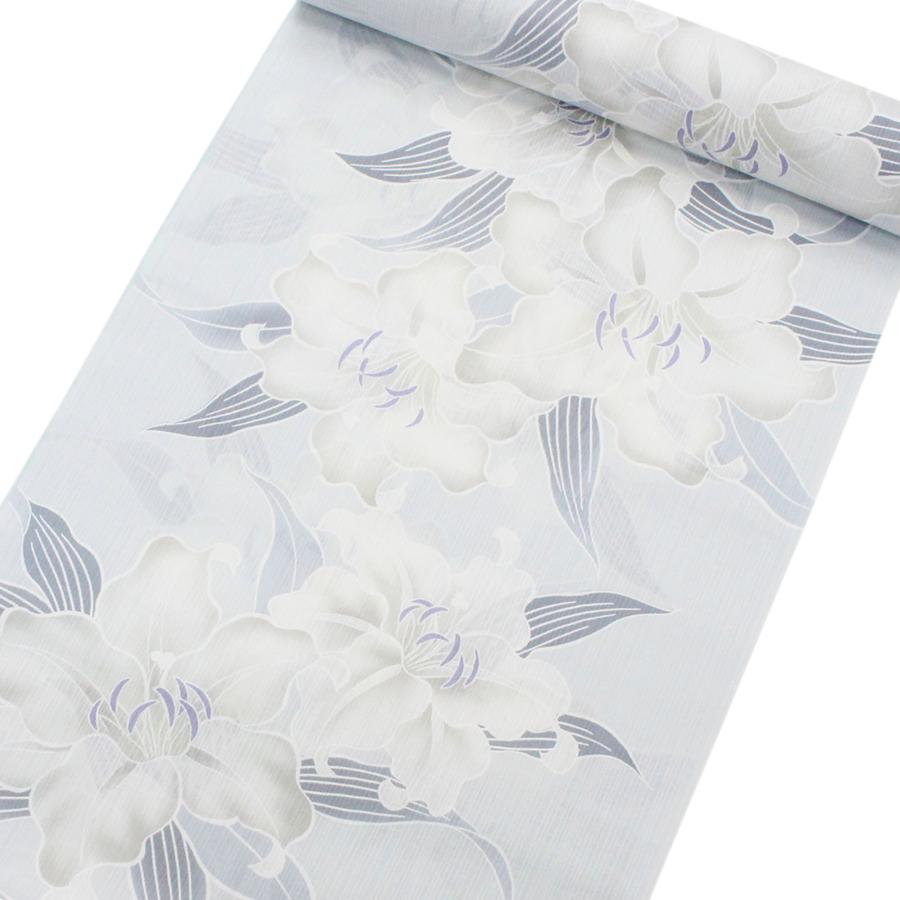 日本製 浴衣 反物 生地 教材用 レディース 青 ブルー 紺 花 女性用