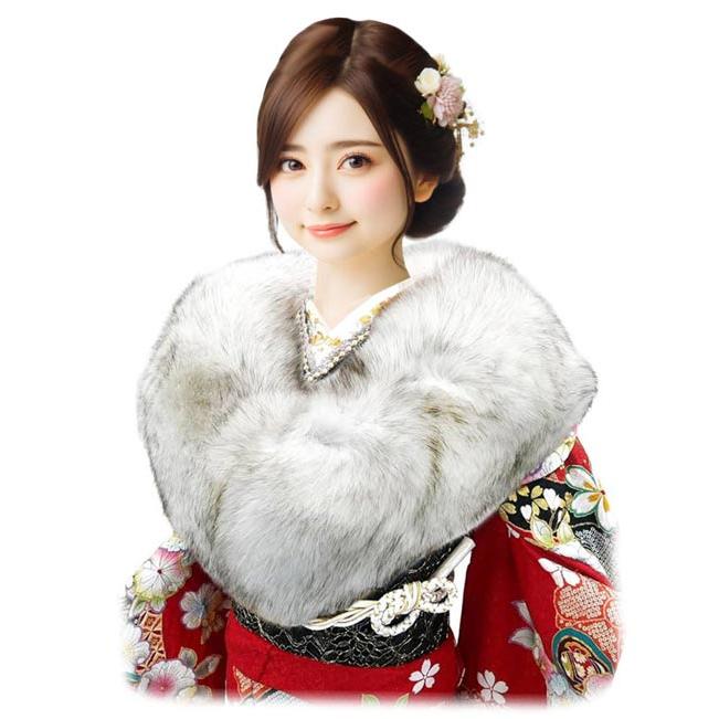 振袖 成人式 ブルーフォックス 毛皮 紹介動画有り グレー ファー sh