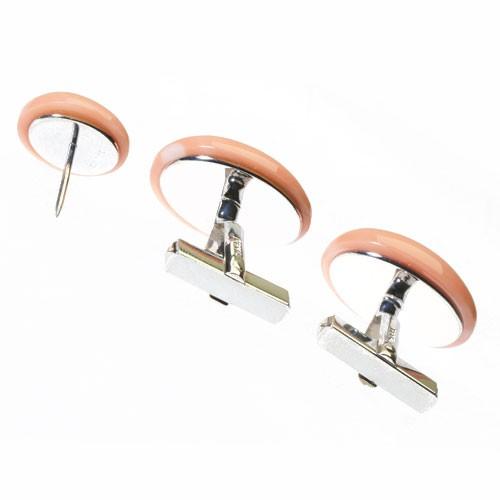 宝石珊瑚のSANSUI 桃珊瑚 カフス タイタック K18 ホワイトゴールド 無