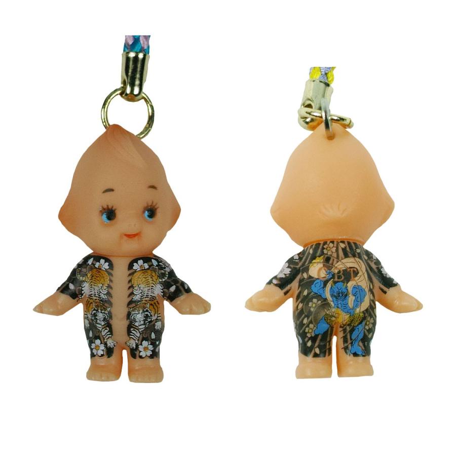 キユーピー 刺青キューピーストラップ/表虎/裏風神 : 名入れストラップ