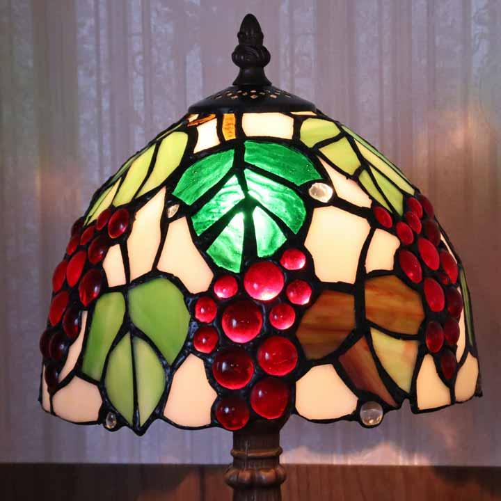 ステンドグラスランプ 8インチ 葡萄 グレープ アンティーク調