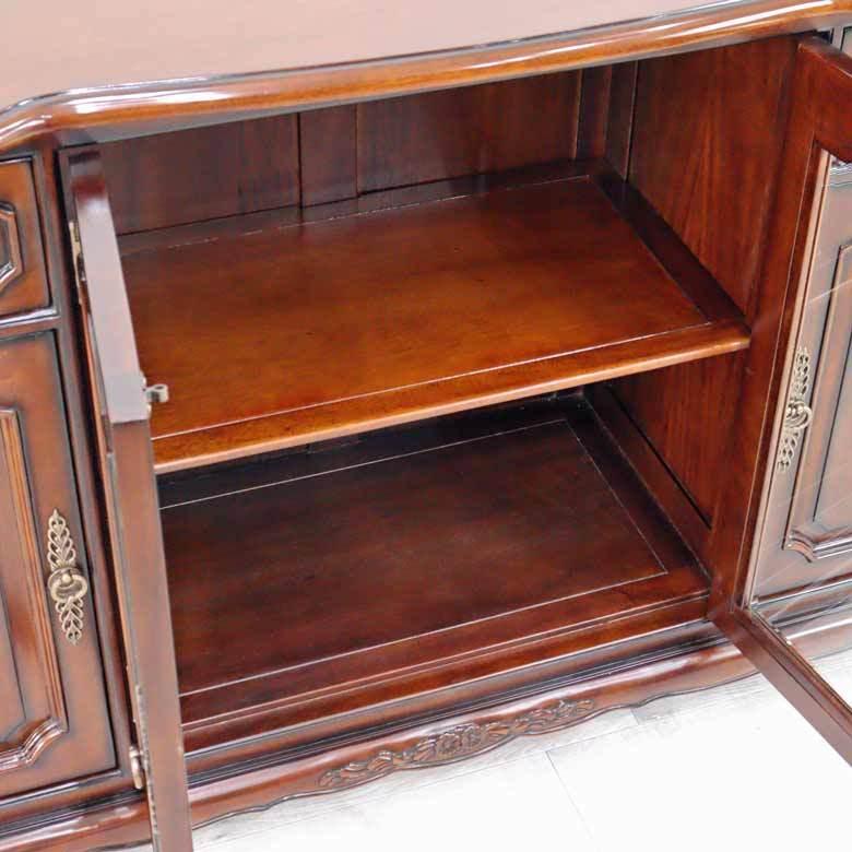 サイドボード ローキャビネット マホガニー 猫脚 完成品 木製 茶