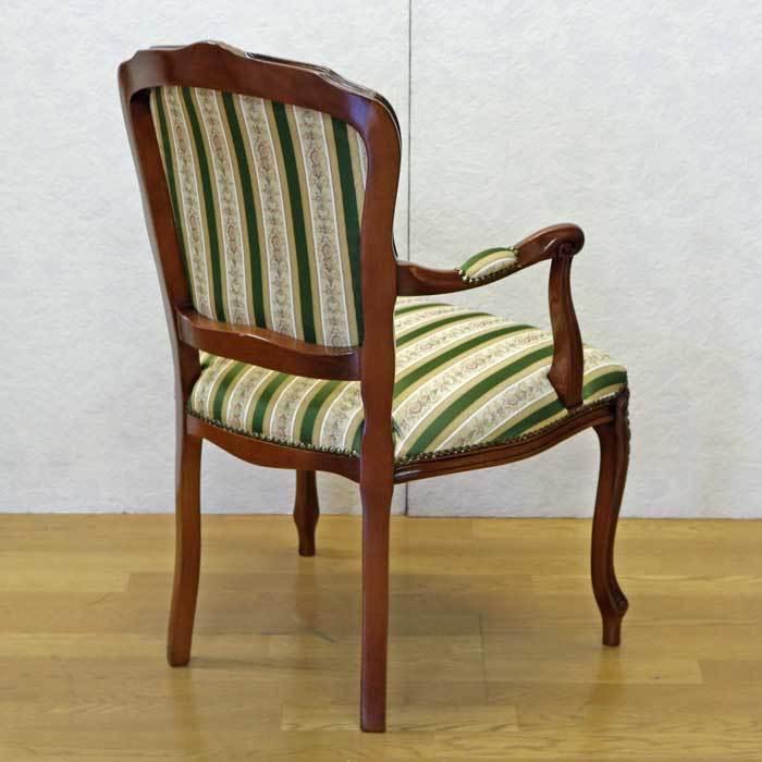 イタリア アームチェア グリーンストライプ サロンチェア 1Pソファ