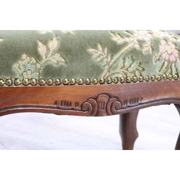 イタリア製 足置き フットスツール 金華山グリーン 猫脚 アンティーク