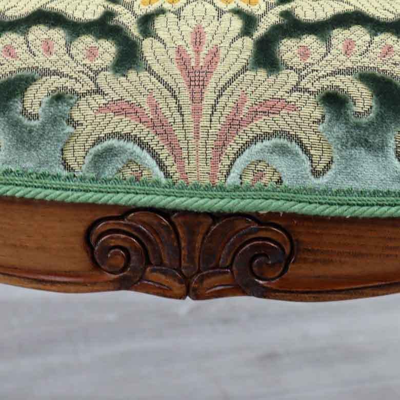 肘付きスツール おしゃれ 金華山グリーン 木製 ベンチ 猫脚 イタリア