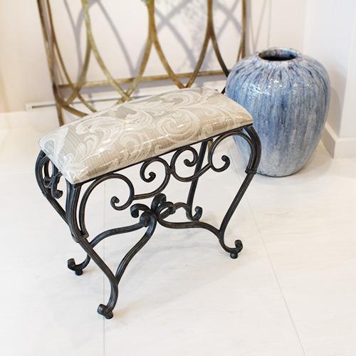 アイアン 猫脚スリムスツール 薄型 玄関椅子 オットマン 足置き