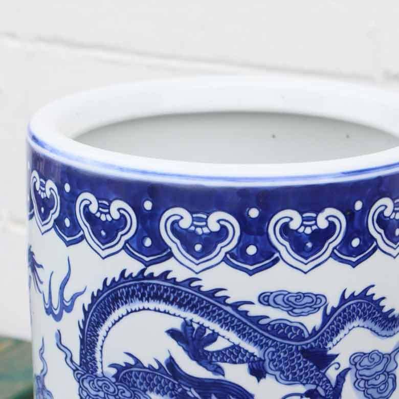 傘立て アンブレラスタンド 陶器製 龍 アジアン レトロ シノワズリ 花