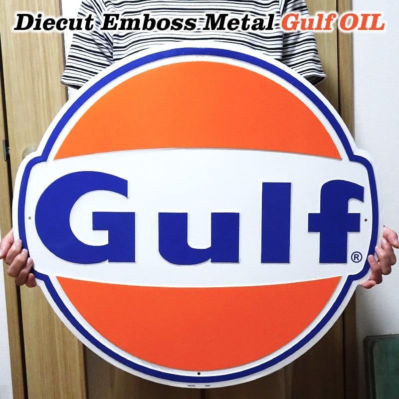 アメリカン レトロ ブリキ看板 アンティーク GULF OIL 大きい ガルフ