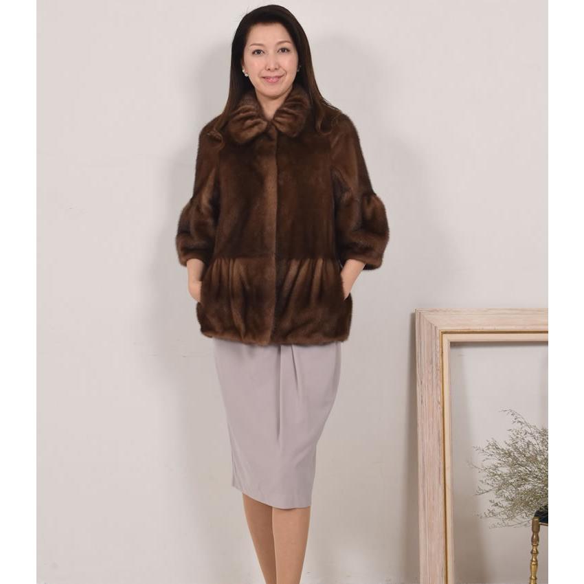爆買 ファージャケット ファーコート ミンク SAGAスカンブラウン