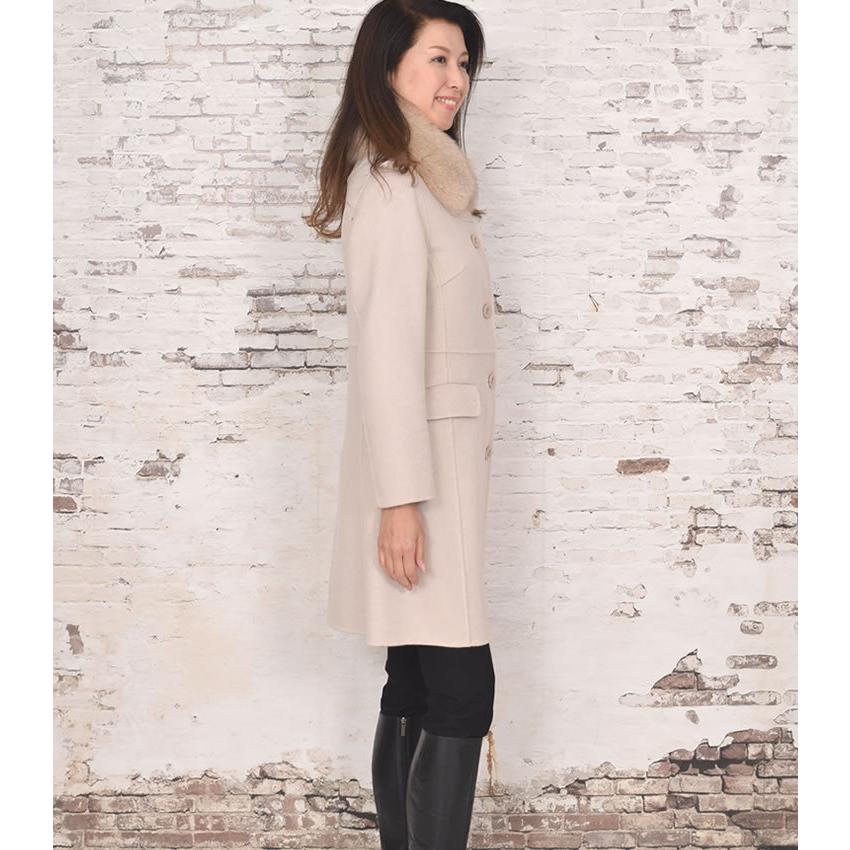 爆買 カシミヤ カシミア 混紡 ダブルフェイス コート フォックス