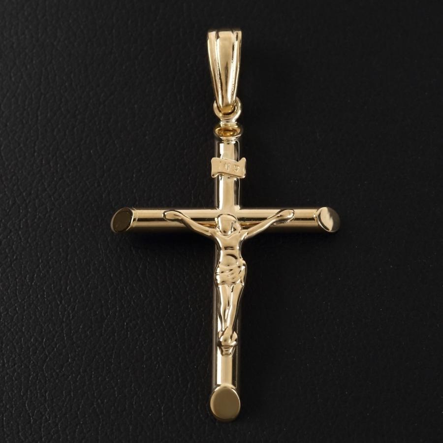 18金 K18 十字架 キリスト クロス (中) ペンダントトップ ゴールド