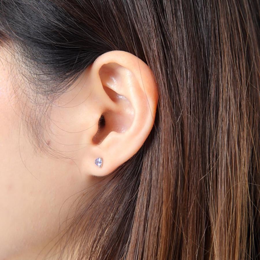 18金 ピアス タンザナイト ハート 一粒 4mm 0.4ct ホワイトゴールド