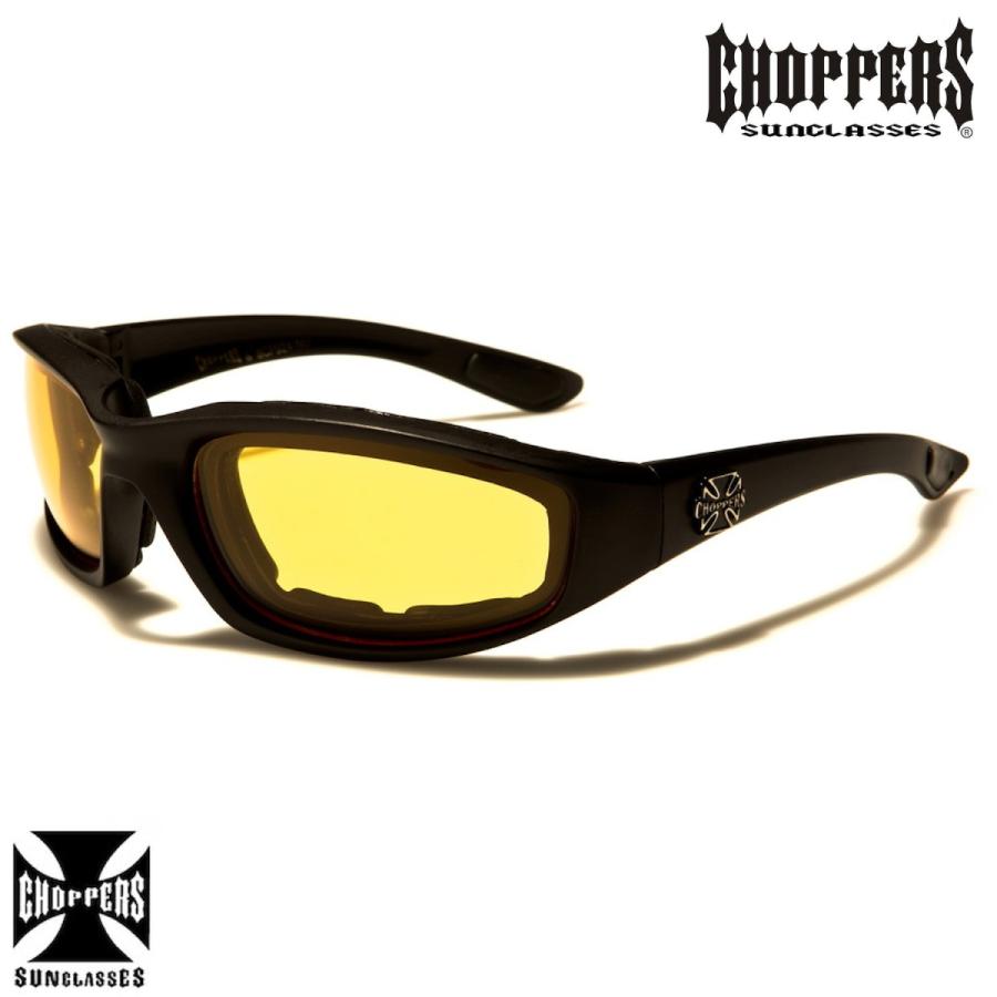バイク サングラス ゴーグル Choppers イエローレンズ マットブラック