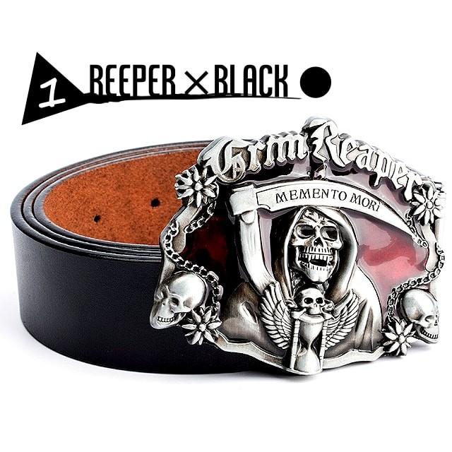 送料無料!】ジェニュインレザーベルトウィズメタルスカルバックル! 全