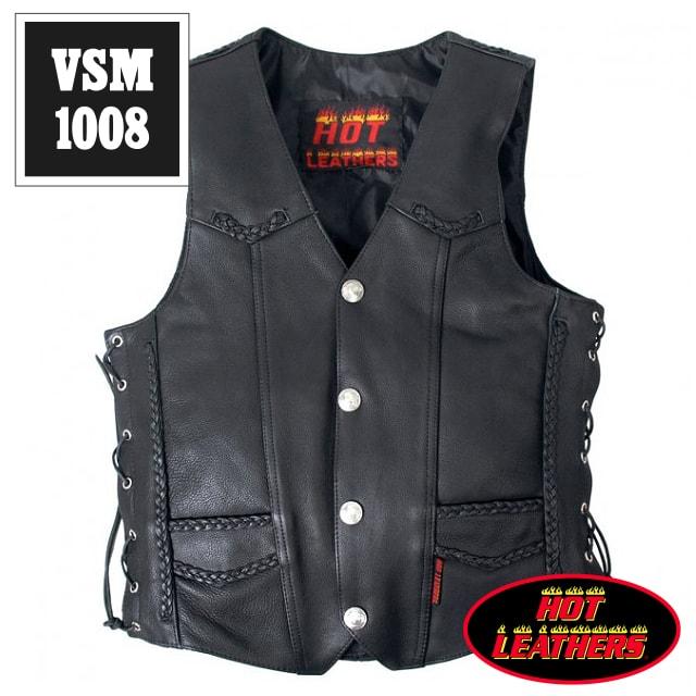 編み上げディテールホットレザーヘビーレザーベスト : ハーレー