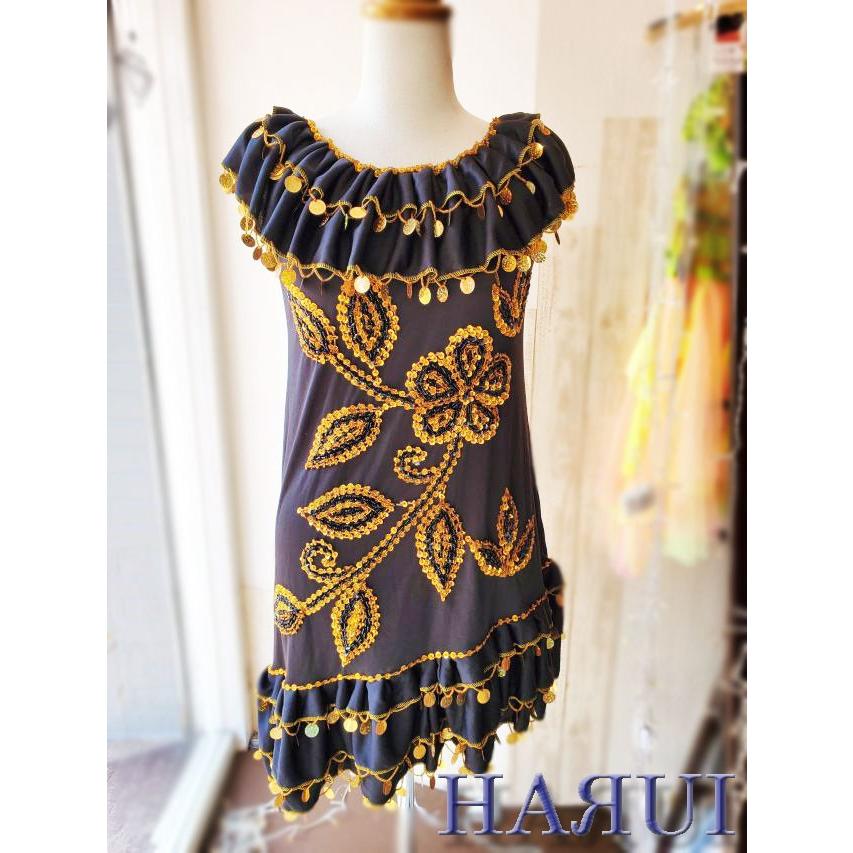 在庫処分 ベリーダンス 衣装 エジプト製 ミラーヤ ドレス 黒 : Costume