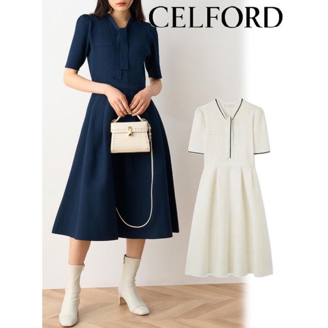 CELFORD（セルフォード） (12%OFF) ボウタイニットワンピース 24秋冬