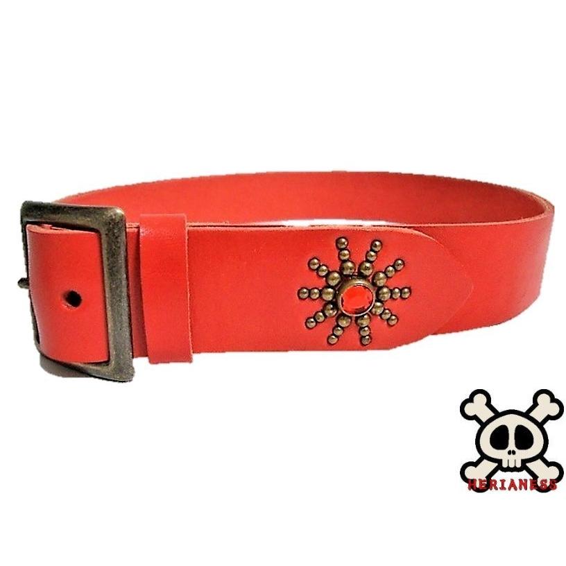 栃木レザー エンドオンリー スタッズベルト 赤 レッドスポッツ