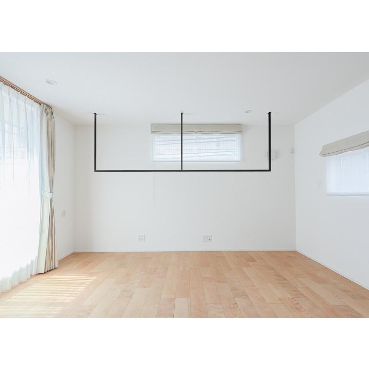 森田アルミ工業 天井付け物干し kacu カク ブラック E字Lサイズ 洗濯