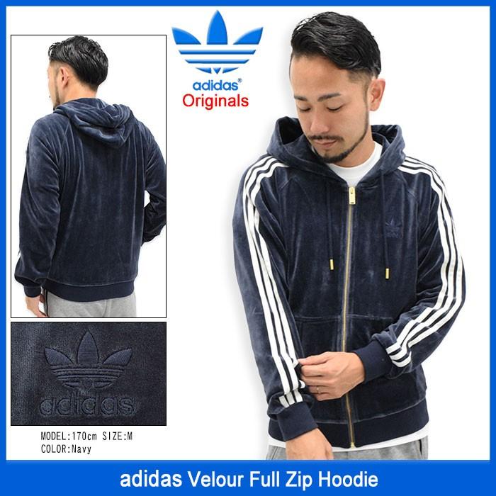 adidas Originals アディダス パーカー ジップアップ メンズ ベロア