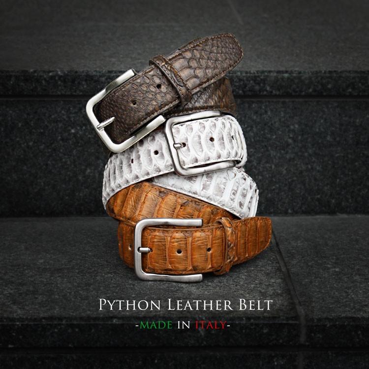 sankyo shokai（三京商会） イタリア製 パイソン レザー ベルト 40mm