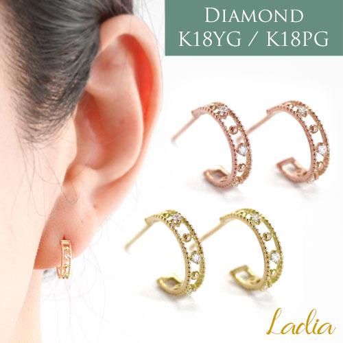 ヘイヤ K18YG 8mm 釘モチーフ フープピアス (ダイヤなし) フープ