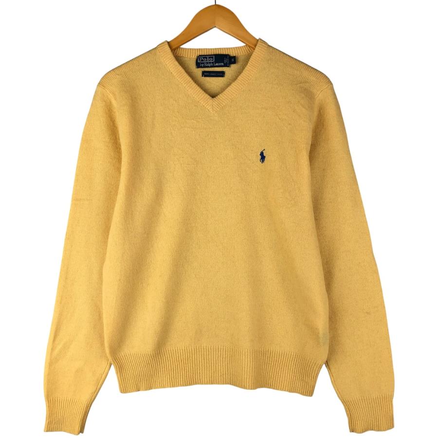 古着 ラルフローレン Ralph Lauren POLO by Vネック ラムウールニット