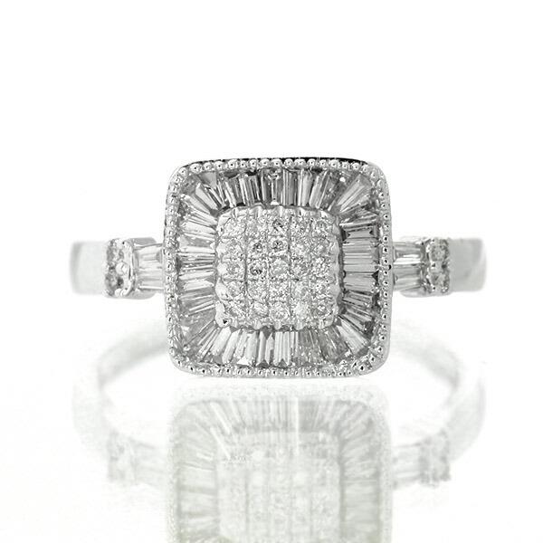 ダイヤモンド リング K18 ホワイトゴールド 0.6ct テーパー ダイヤ