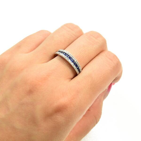 サファイア ダイヤモンド リング K18 ホワイトゴールド 鑑別書付 保証