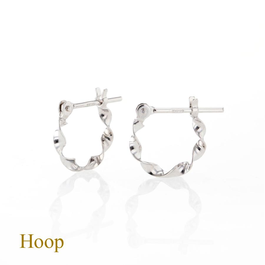 ジュエリーフィガロ ピアス K10 WG フープピアス ひねり レディース 20