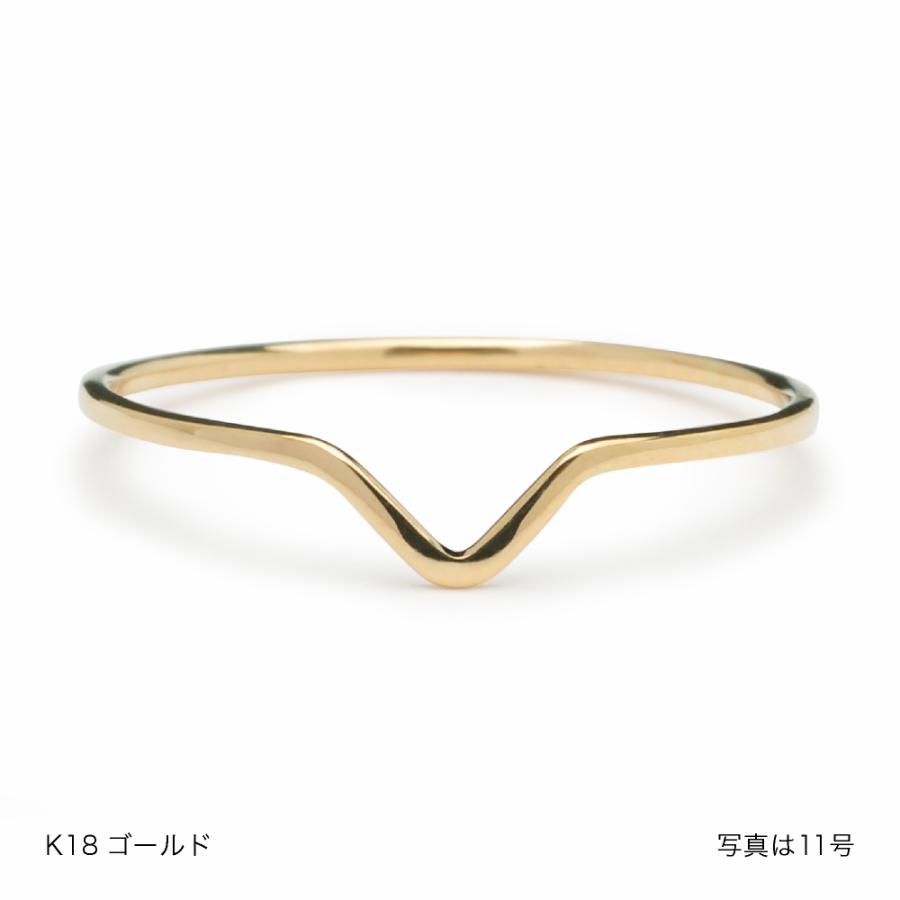 指輪 レディース リング シンプル 18金 K18 ピンクゴールド プラチナ V