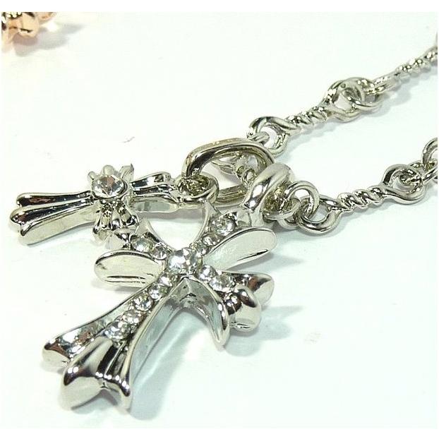 ダブル クロス ネックレス クロムハーツ 風 ベビーファット ツイスト