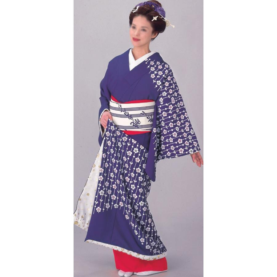 裾引き 引き摺り お引き 踊り 着物 仕立て上がり 紫地 梅 裏地白地金
