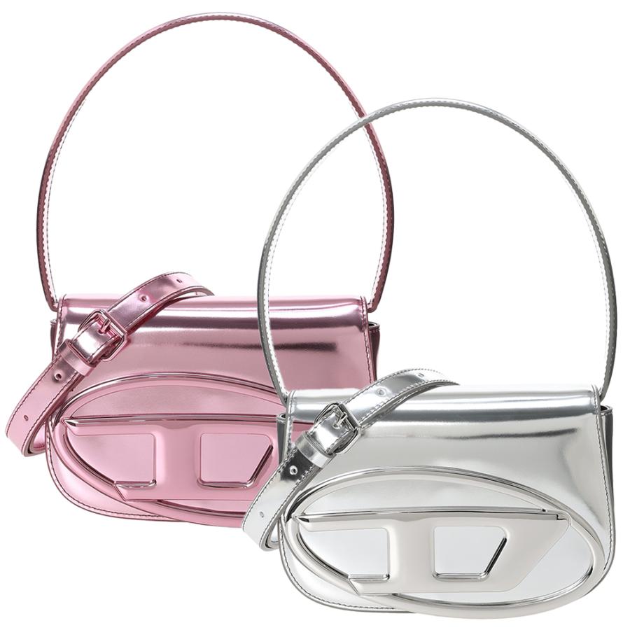 寿*い様 ディーゼル カウレザーショルダーバッグ ピンク メタリック