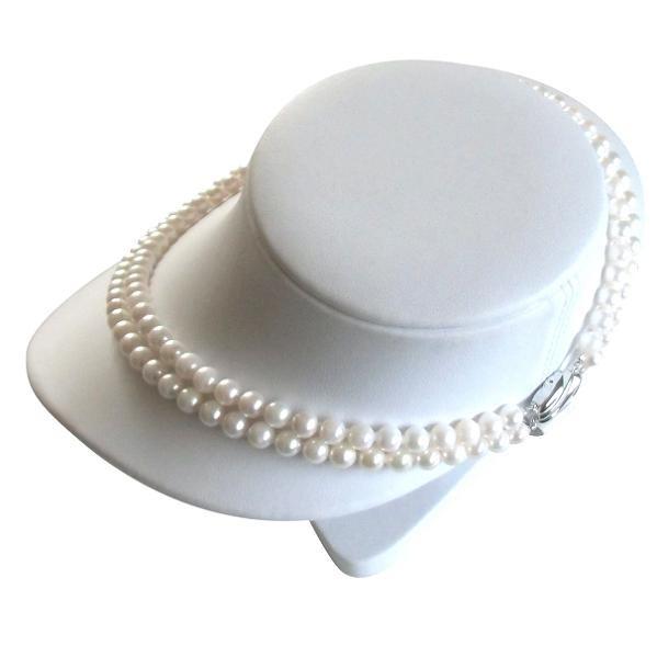 あこや 真珠 本真珠 アコヤ真珠 パール 二連 ネックレス ホワイト 6.0