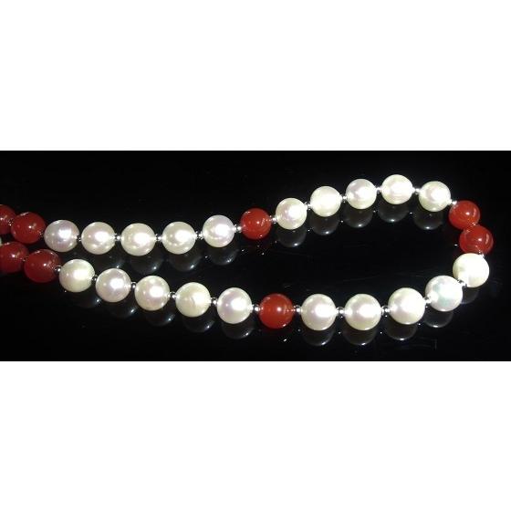 あこや 真珠 本真珠 アコヤ真珠 パール 赤メノウ セミロング