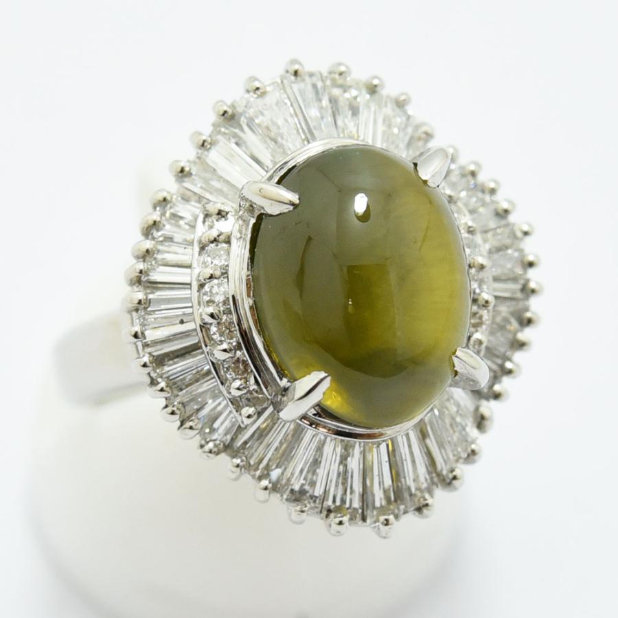 クリソベリルキャッツアイ 8.33 ダイヤモンド 1.46 リング PT900 約12