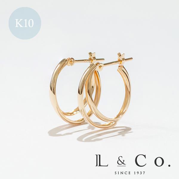 Jewel closet by L&Co. ピアス レディース メンズ 2連 フープ 地金 K10
