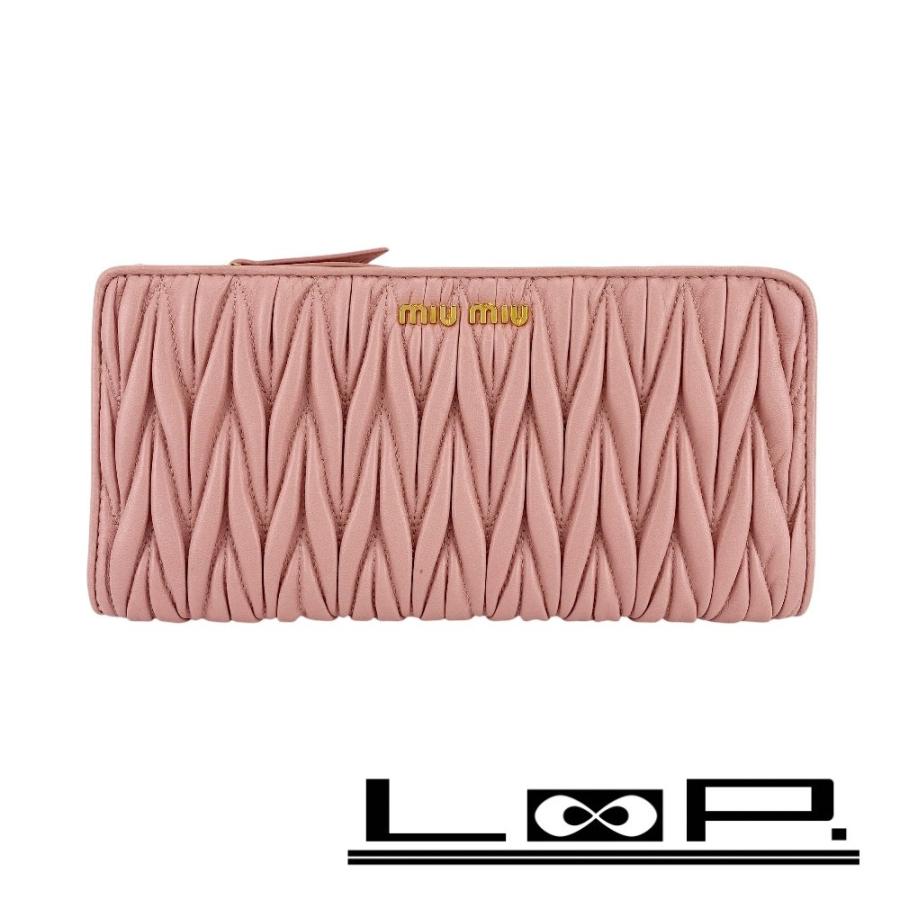 □美品□ ミュウミュウ ラウンドジップ 長財布 ウォレット マテラッセ