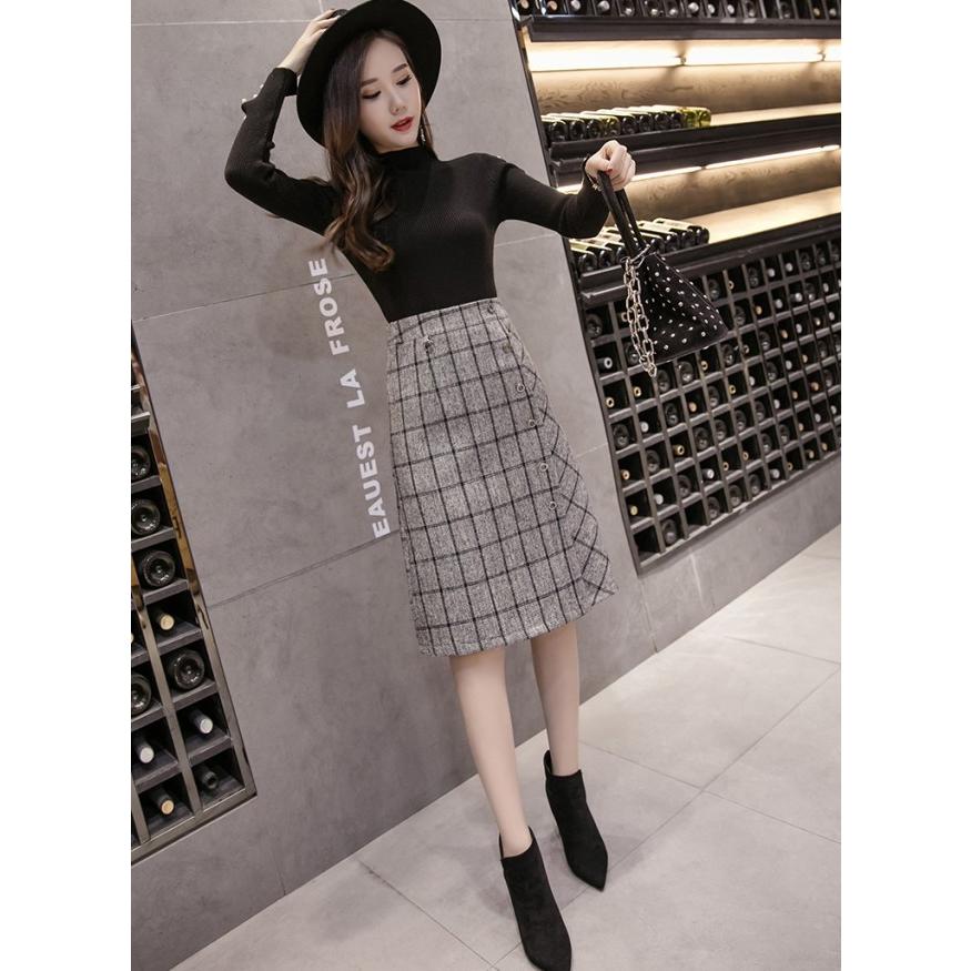 タイトスカート チェックスカート タイト 膝丈 ボトムス レディース