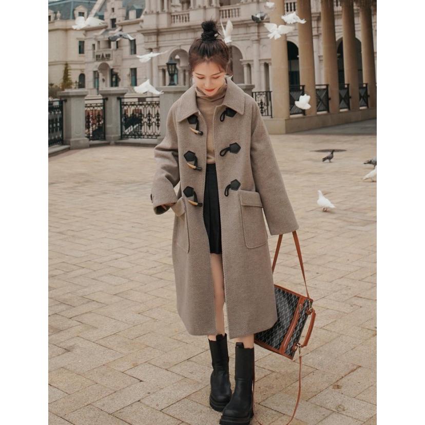 ヘリンボーン コート ロング ダッフルコート アウター レディース 冬