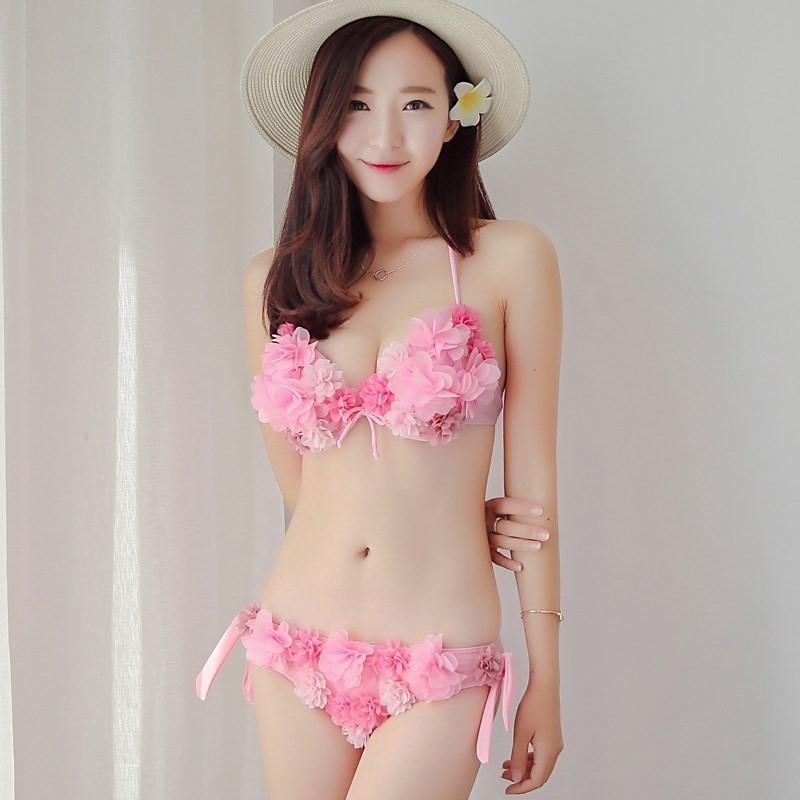 花びら フラワー ビキニ 水着 バンドゥビキニ 造花 ボリューム感 花柄