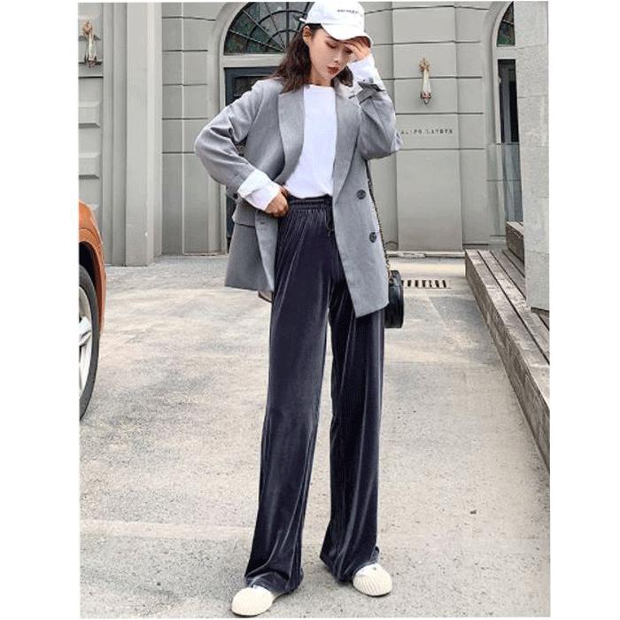 ワイドパンツルック ベロアパンツ ガウチョパンツ ロングマキシ丈